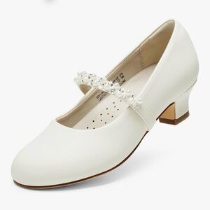 Dream Pairs White Pearl Strap Kids Dress Shoes
